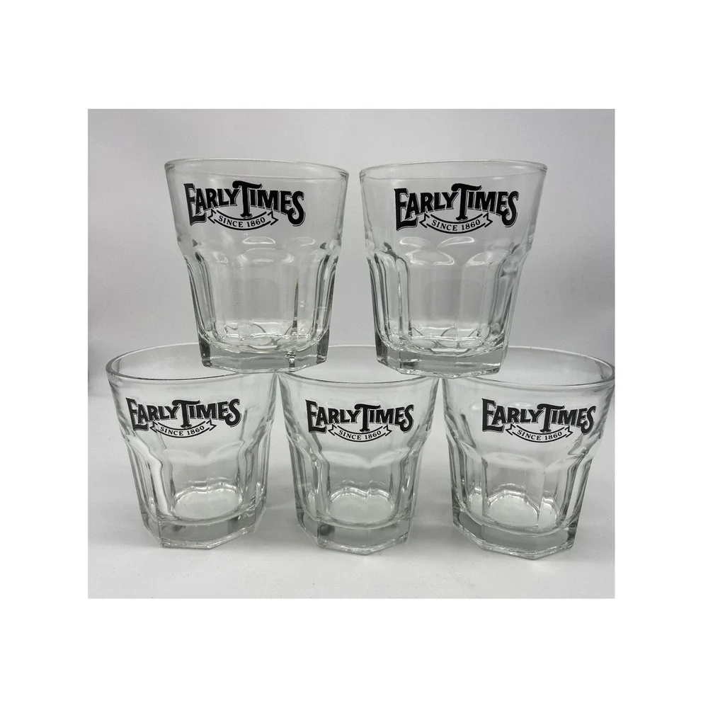Early Times Since 1860 Whiskey Glasses‎ Set of 5 Tumblers Barware Collectible